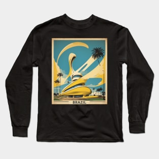 Museu Oscar Niemeyer Curitiba Brazil Vintage Tourism Travel Poster Long Sleeve T-Shirt